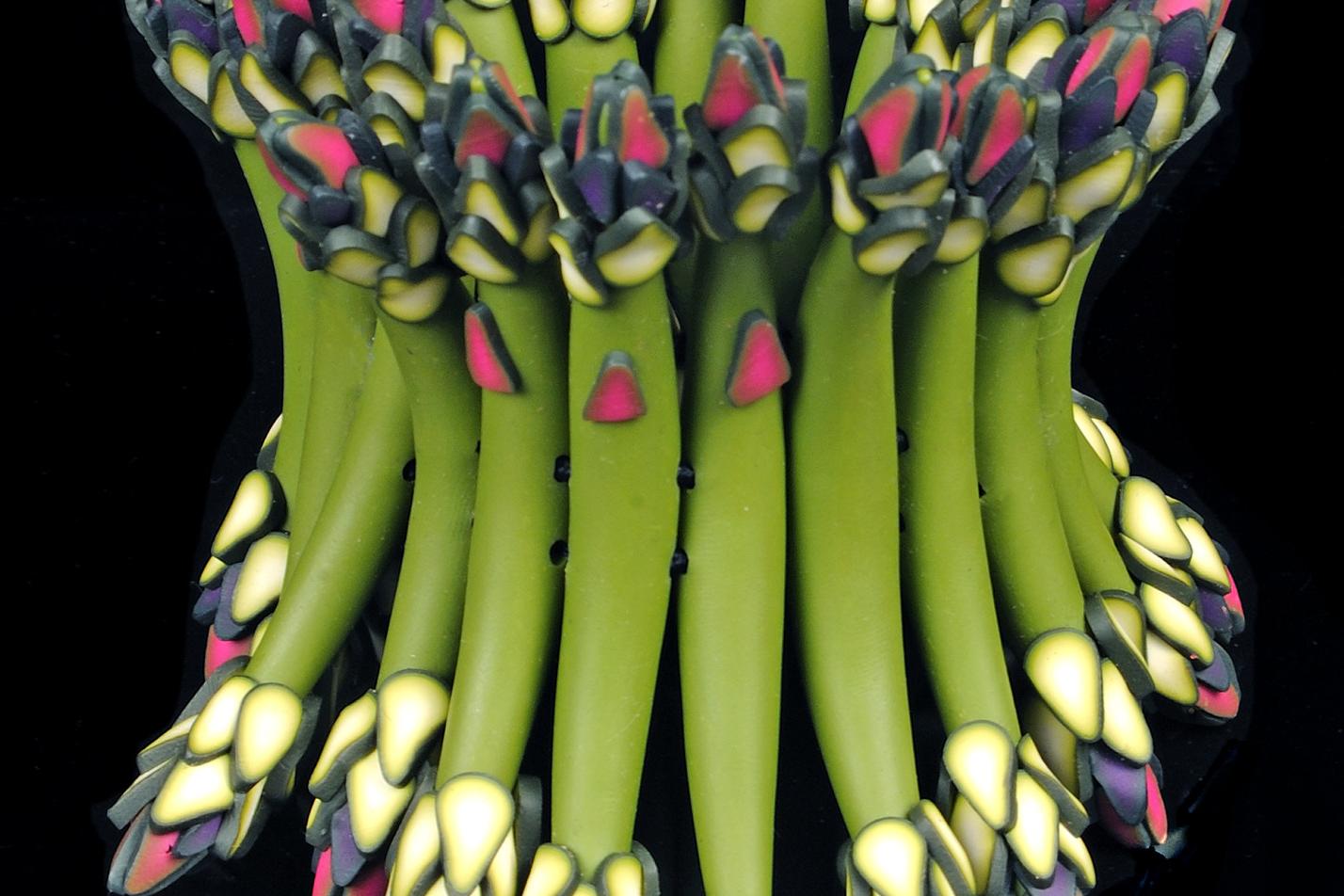 Lindly Haunani, Asparagus Crown Bracelet. Polymer, 4” x 3.